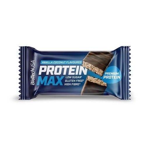 Fehérjeszelet, gluténmentes, 45g, BIOTECH USA "Protein Max", kókusz-vanília