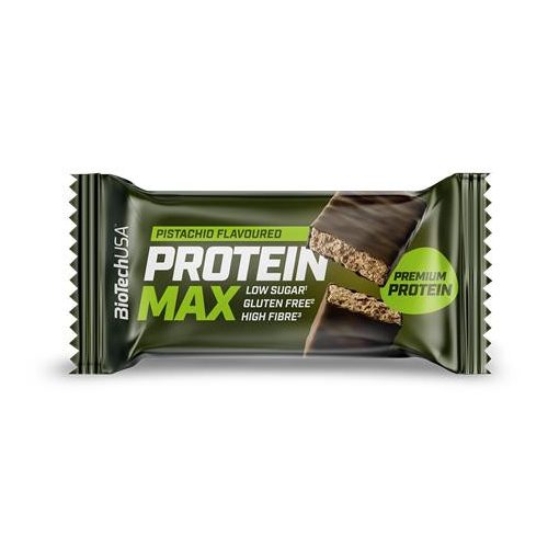 Fehérjeszelet, gluténmentes, 45g, BIOTECH USA "Protein Max", pisztácia
