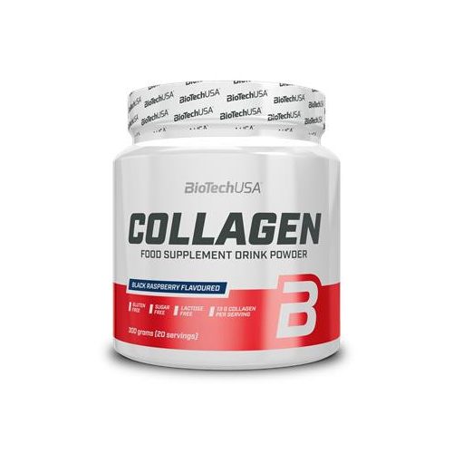 Étrend-kiegészítő italpor, 300g, kollagénnel, BIOTECH USA, fekete málna