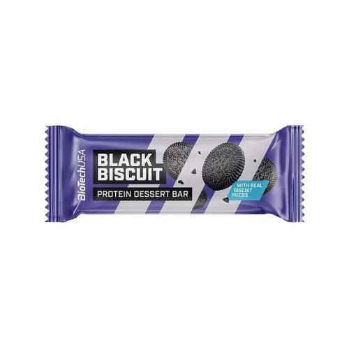 Fehérjeszelet, gluténmentes, 50g, BIOTECH USA "Protein Dessert Bar", Black Biscuit