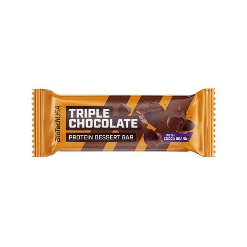 Fehérjeszelet, gluténmentes, 50g, BIOTECH USA "Protein Dessert Bar", Triple Chocolate