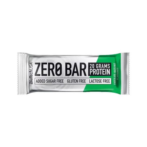 Fehérjeszelet, gluténmentes, 50g, BIOTECH USA "Zero Bar", csokoládé-mogyoró