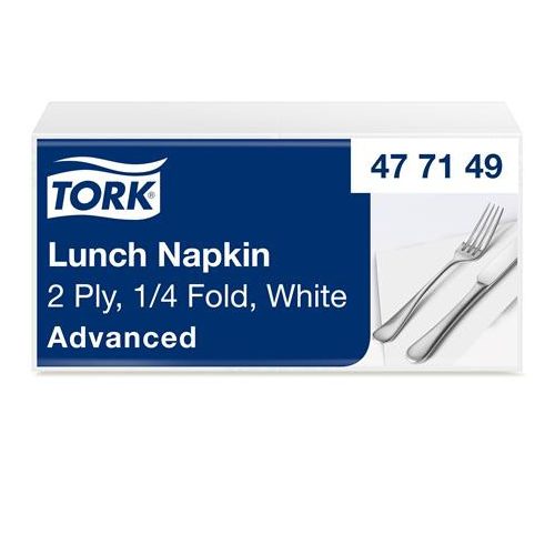 Szalvéta, 1/4 hajtogatott, 2 rétegű, 33x33 cm, Advanced, TORK "Lunch", fehér