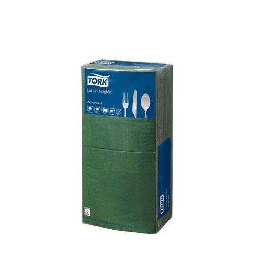 Szalvéta, 1/4 hajtogatott, 2 rétegű, 33x33 cm, Advanced, TORK "Lunch", sötétzöld