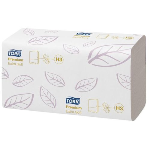 Kéztörlő,  Z hajtás, 2 rétegű, 200 lap, H3 rendszer, Premium, TORK "Extra Soft Singlefold", fehér