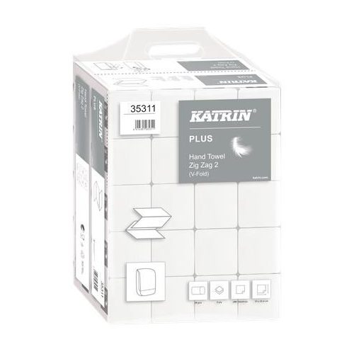 Kéztörlő, Z hajtogatott, 2 rétegű, 200 lap, KATRIN, hófehér
