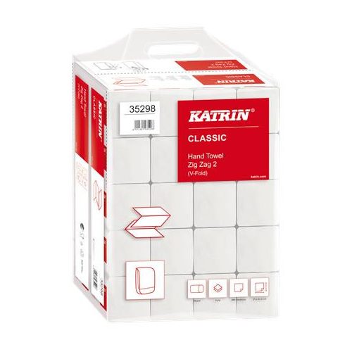 Kéztörlő, Z hajtogatott, 2 rétegű, 200 lap, KATRIN, fehér