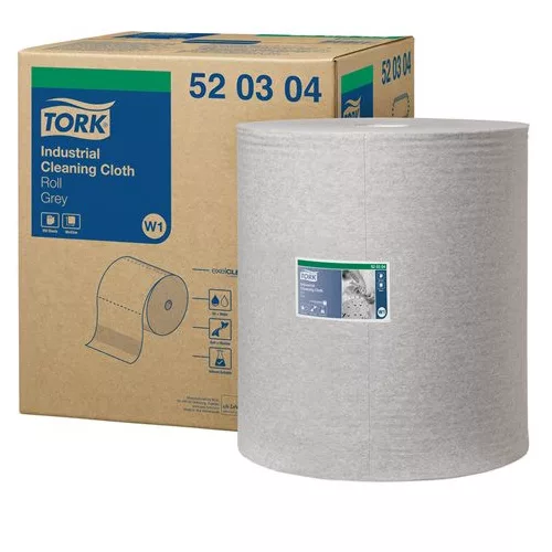 Tisztítókendő, ipari, 1 rétegű, 950 lap, W1 rendszer, TORK, szürke