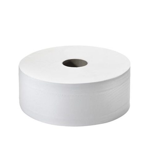 Toalettpapír, T1 rendszer, 2 rétegű, 26 cm átmérő, Universal "Jumbo", fehér