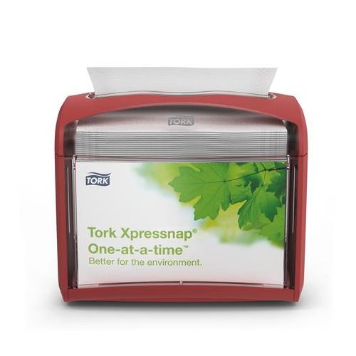 Szalvéta adagoló, 16,9x20,1x14,1 cm, asztalra helyezhető, N4 rendszer, Signature line, TORK "Xpressnap", vörös