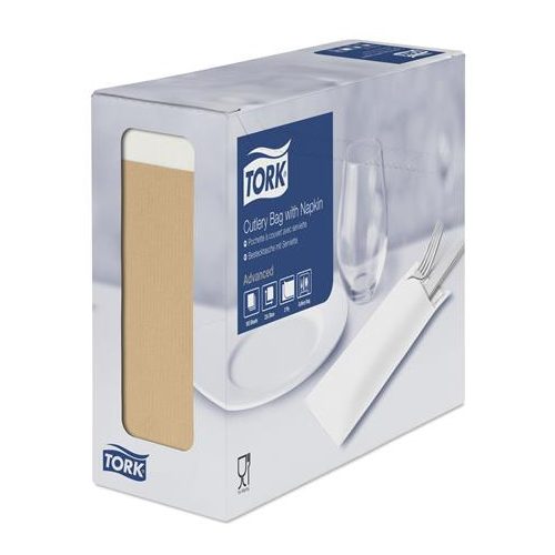Evőeszköztartó, 2 rétegű, fehér szalvétával, Advanced, TORK, natúr