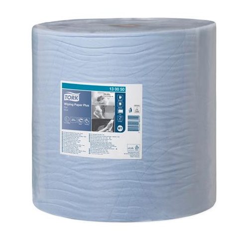Törlőpapír, tekercses, 39 cm átmérő, W1 rendszer, 2 rétegű, TORK "Plusz", kék