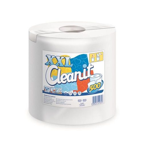 Törlőkendő, tekercses, univerzális, 2 rétegű, LUCART "CLEANIT XXL 500", fehér
