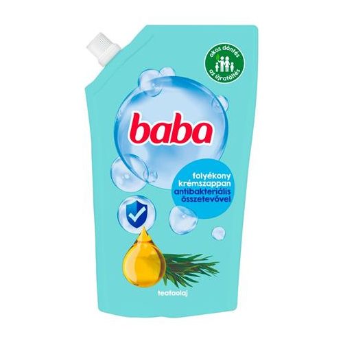Folyékony szappan utántöltő, 0,5 l, BABA, teafaolajjal