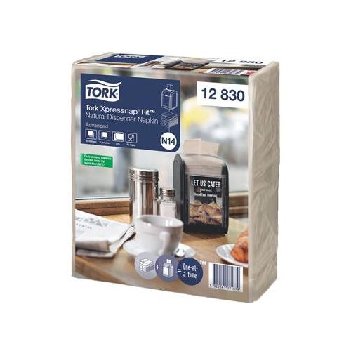 Szalvéta, adagolós, 2 rétegű, 21,3x16,5 cm, N14 rendszer, Advanced, TORK "Xpressnap Fit", natúr