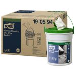 Felülettisztító törlőkendő, nedves, 1 rétegű, 58 lap, hordozható vödörben, W15 rendszer, TORK, fehér