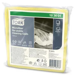   Tisztítókendő, mikroszálas, újra felhasználható, 1 rétegű, W8 rendszer, TORK, sárga