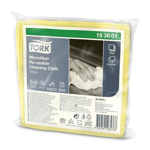 Tisztítókendő, mikroszálas, újra felhasználható, 1 rétegű, W8 rendszer, TORK, sárga