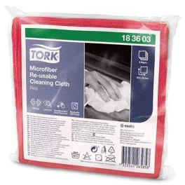   Tisztítókendő, mikroszálas, újra felhasználható, 1 rétegű, W8 rendszer, TORK, piros