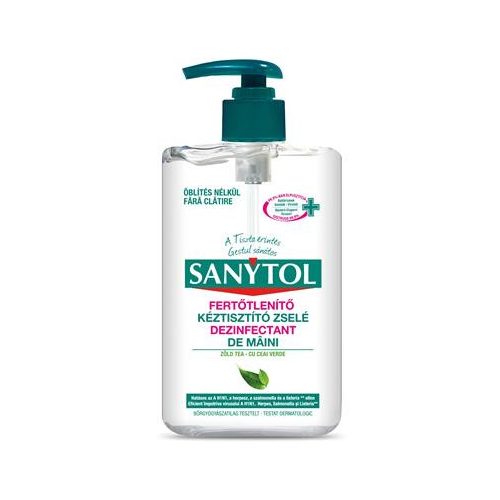 Kézfertőtlenítő gél, pumpás, 250 ml, SANYTOL