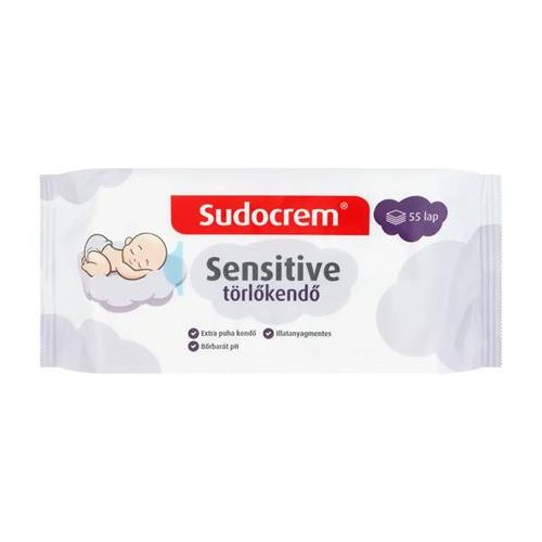 Törlőkendő, 55 lap, SUDOCREM "Sensitive"