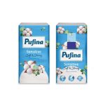 Papír zsebkendő, 3 rétegű, 10x10 db, PUFINA "Sensitive"