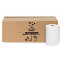  Kéztörlő, bambusz, tekercses, 2 rétegű, 200 m, 20,5 átmérő, 6 tekercs, CHEEKY PANDA, fehér