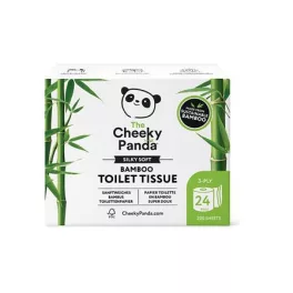   Toalettpapír, bambusz, 3 rétegű, kistekercses, 24 tekercs, CHEEKY PANDA, fehér