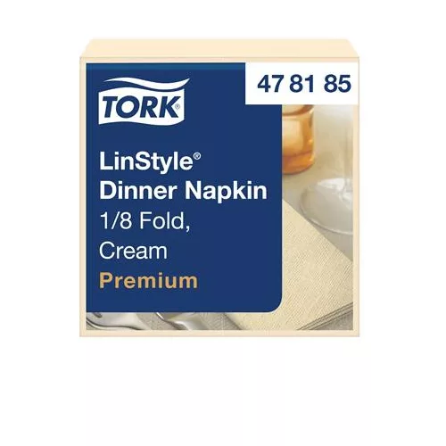 Szalvéta, iparilag komposztálható, 1/8 hajtogatott, 1 rétegű, 39x39 cm, Premium, TORK "LinStyle", krém
