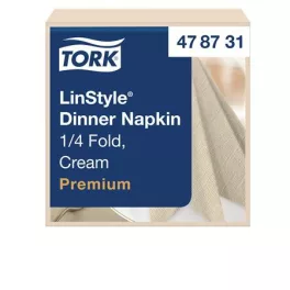   Szalvéta, iparilag komposztálható, 1/4 hajtogatott, 1 rétegű, 39x39 cm, Premium, TORK "LinStyle", krém