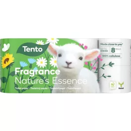   Toalettpapír, 3 rétegű, kistekercses, 8 tekercs, TENTO "Nature's Essence", fehér