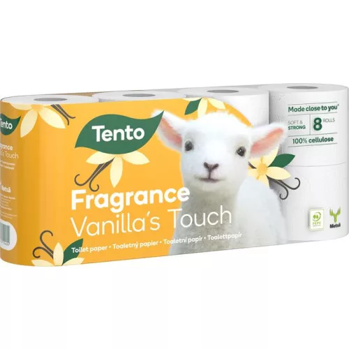 Toalettpapír, 3 rétegű, kistekercses, 8 tekercs, TENTO "Vanilla's Touch", fehér