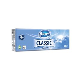   Papír zsebkendő, 3 rétegű, 10x10 db, OOOPS "Classic", sensitive