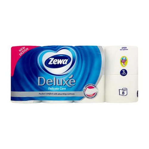 Toalettpapír, 3 rétegű, kistekercses, 8 tekercs, ZEWA "Deluxe", fehér