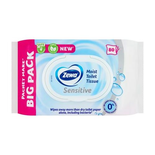 Toalettpapír, nedves, 80db, ZEWA, sensitive