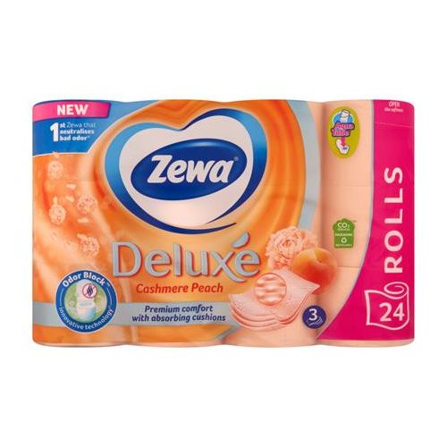 Toalettpapír, 3 rétegű, kistekercses, 24 tekercs, ZEWA "Deluxe", barack