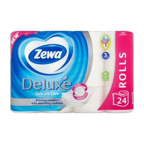 Toalettpapír, 3 rétegű, kistekercses, 24 tekercs, ZEWA "Deluxe", fehér