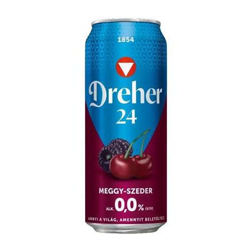 Alkoholmentes sör, 0,5 l, dobozos, DREHER "24", meggy-szeder