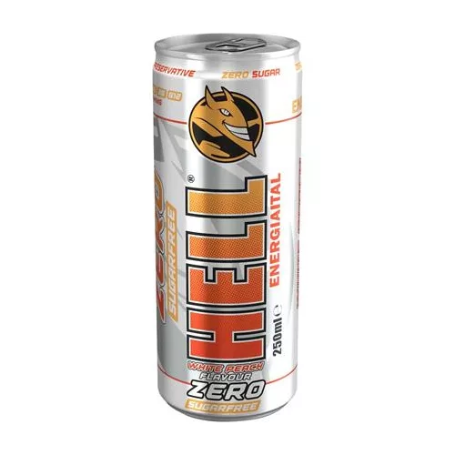 Energiaital, cukormentes, 250 ml, HELL "White Peach Zero"