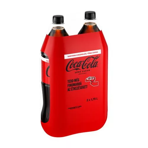 Üdítőital, szénsavas, 2x1,75 l, COCA COLA "Coca Cola Zero"