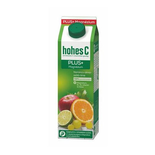 Gyümölcslé, 100%, 1 l, HOHES C "Plus Magnézium", narancs-alma-szőlő-lime