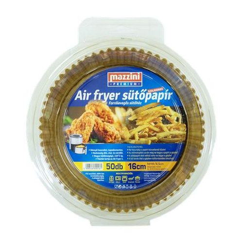Sütőpapír, szilikonos, Air Fryer készülékhez, kerek, 16 cm, 50 db, MAZZINI "Premium"