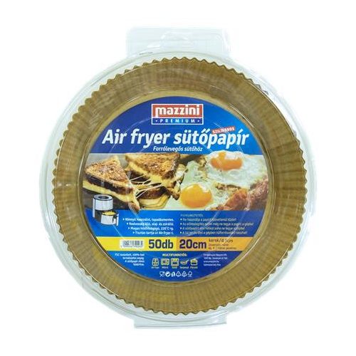 Sütőpapír, szilikonos, Air Fryer készülékhez, kerek, 20 cm, 50 db, MAZZINI "Premium"
