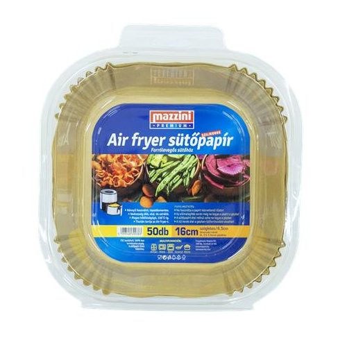 Sütőpapír, szilikonos, Air Fryer készülékhez, szögletes, 16 cm, 50 db, MAZZINI "Premium"