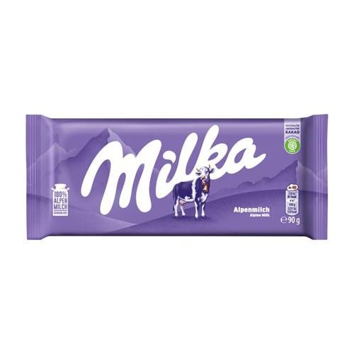 Táblás csokoládé, 90 g, MILKA, alpesi tej
