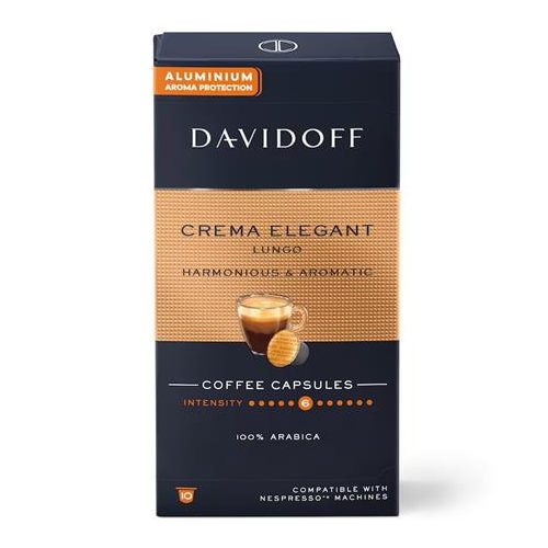 Kávékapszula, 10 db, DAVIDOFF "Crema Elegant Lungo"