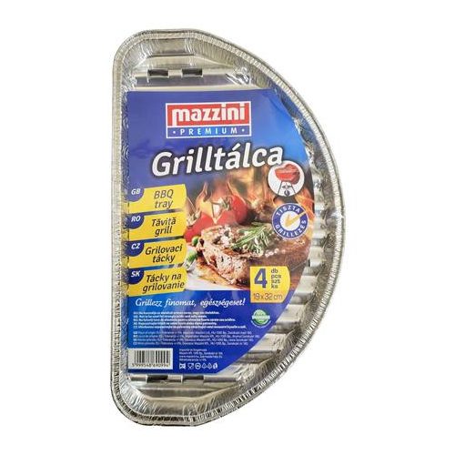 Grilltálca, 19x32 cm, félkör alakú, 4 db, MAZZINI "Premium"