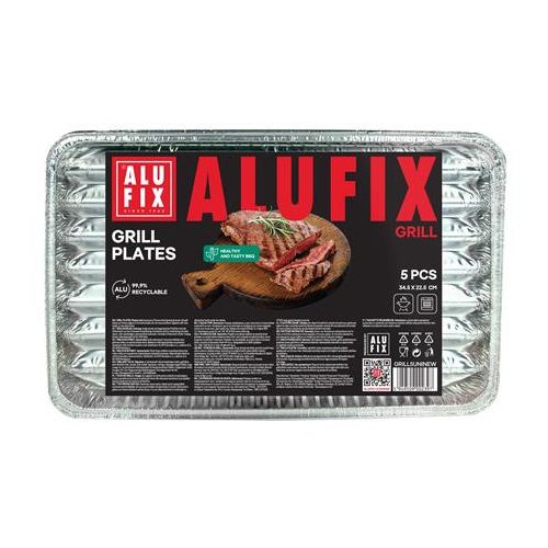 Grilltálca, 34,5x22,5 cm, négyszögletű, 5 db, ALUFIX