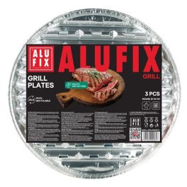Grilltálca, 34 cm, kör alakú, 3 db, ALUFIX