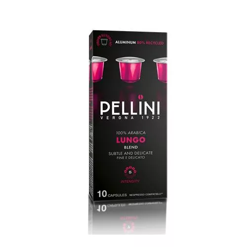 Kávékapszula, Nespresso® kompatibilis, 10 db, PELLINI, "Lungo"